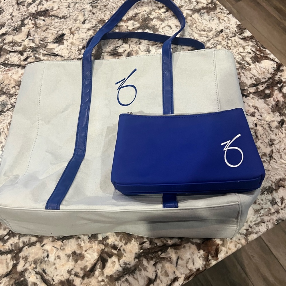 ZO Blue and Gray Tote Bag Set